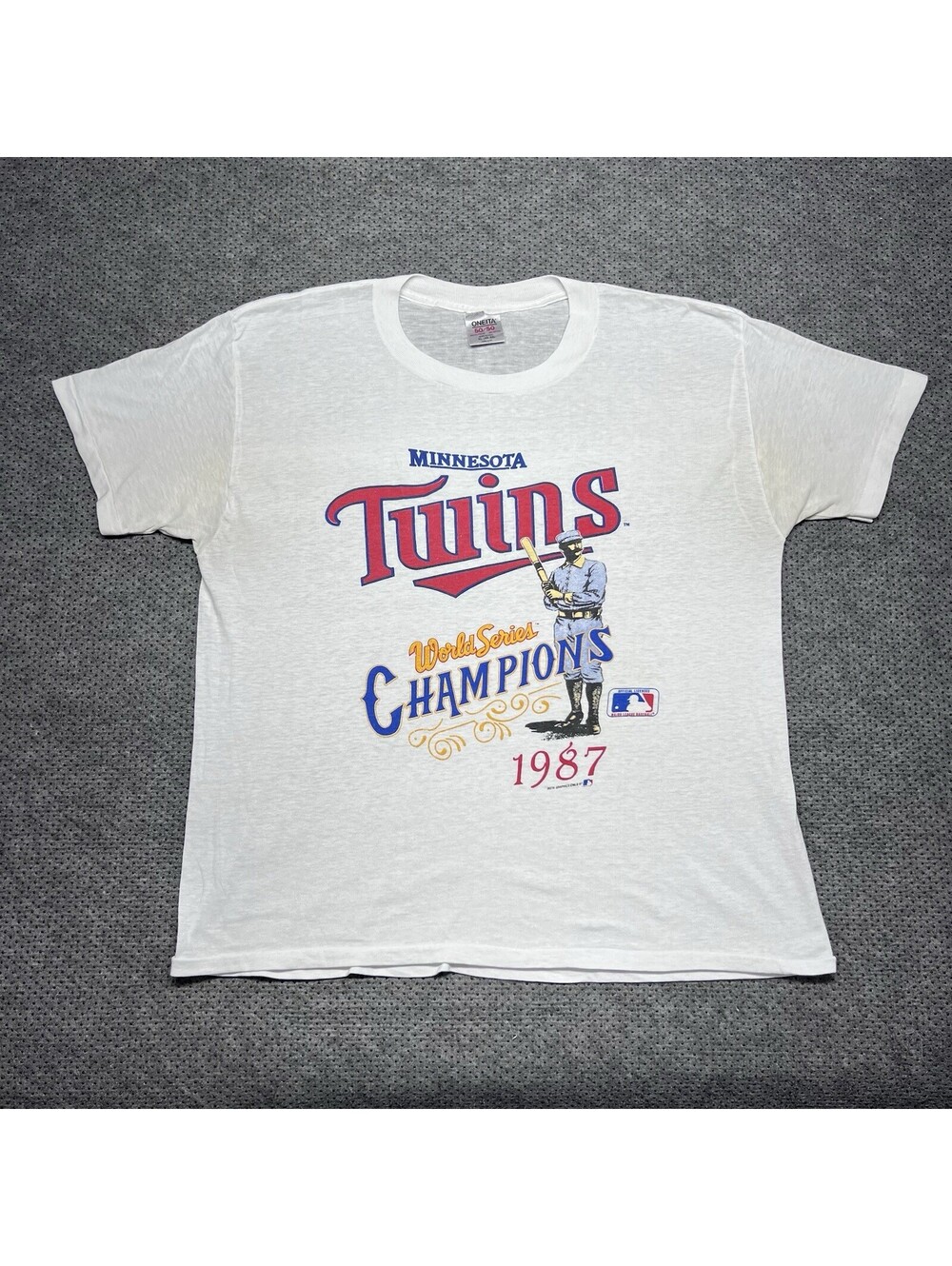 Vintage 1987 Minnesota Twins World Series Champions T-Shirt XL RARE MENS WHITE